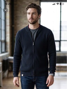 BENCH Men's Black Zip-Up long sleeved Cotton Sweater Size Medium